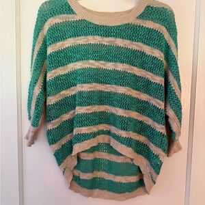 Shrinking Violet Striped aquamarine and Cream Women's Sweater